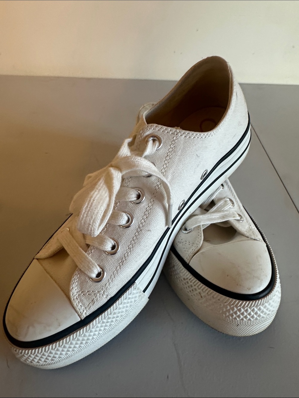 CCOCCI White Canvas Low-Top Sneakers with Black Trim